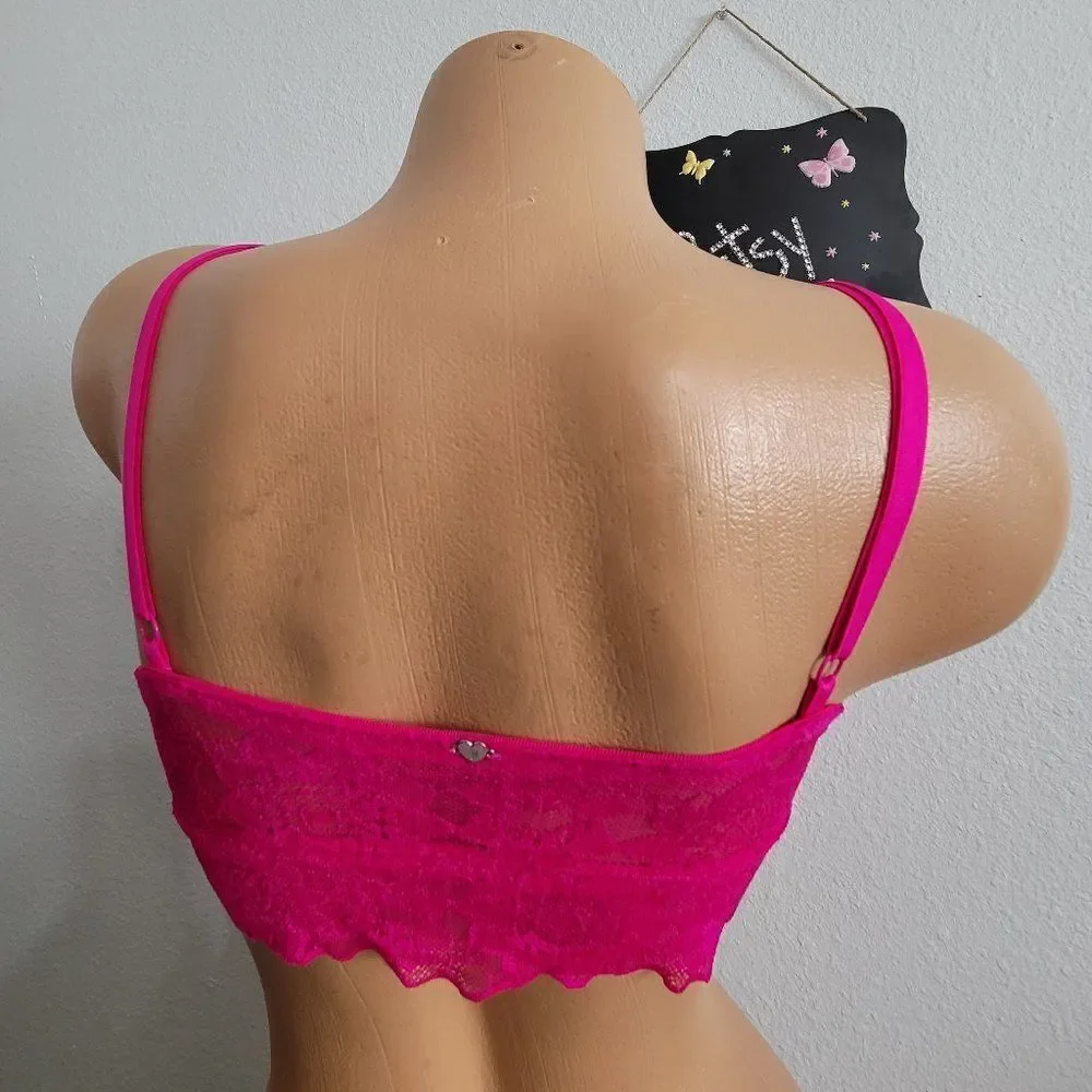 1149 SMALL Victoria's Secret Pink Floral Lace Push Up Bralette.NWT